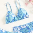 thumbnail image 5 of Luxalzxs Girls Swimsuit 3 Piece Set Floral Print Bikini Swimsuit with Drawstring Beach Skirt Cute Ruched Bathing Suit 8-15 Years, 5 of 6