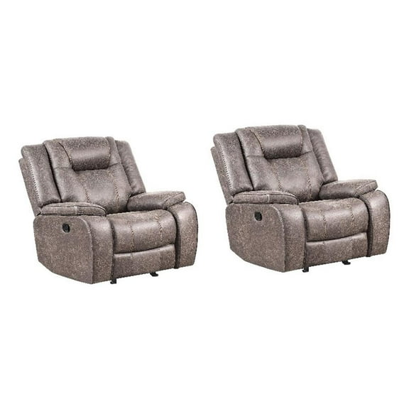 Pemberly Row Contemporary Desert Taupe Glider Recliner Two Pack