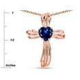 thumbnail image 2 of Star K� Heart Shape 6mm Created Sapphire Ribbed Cross Of Love Pendant Necklace 10k Rose Gold, 2 of 9