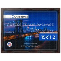 ArtToFrames 15x11.2 Inch - 28.5x38 CM Brown Puzzle Frame for 100 piece Puzzles.0.75 Inch Custom Wood Puzzle Frames, .75" - Walnut Bamboo - Comes with Regular Glass