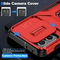 thumbnail image 3 of Phone Case for Motorola Moto G Stylus 5G 2025 with Sliding Camera Cover, with 360° + 100° Free Rotation Metal Finger Ring Bracket, Fit Magnet Car Mount, 2 In 1 Cover for Moto G Stylus 5G 2025, Red, 3 of 8