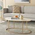 thumbnail image 2 of SAFAVIEH Coffee Modern Round Marble Coffee Table, White/Gold, 2 of 10