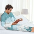 thumbnail image 6 of Salouo Bathtub with Soap Bubbles Print Button-Front Long Sleeve Pajama Set for Men, Soft 2Pjs Men's Long Sleeve Sleepwear-Large, 6 of 7