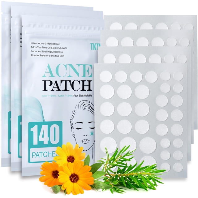 Parche para acné, parche para espinillas, 4 tamaños, 420 parches, parche absorbente para acné, parche hidrocoloide invisible para acné, parche para acné, puntos, árbol de té, aceite de caléndula, paqu