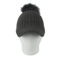 thumbnail image 2 of WITHMOONS Women Ribbed Visor Knit Pom Beanie Hat Winter Cap SLQ1252 (Charcoal), 2 of 6
