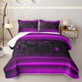 thumbnail image 2 of jejeloiu Black Purple Classic Check Quilt Full For Girls,Abstract Geometric Print Full Bedspread Sets For Kids,3 Pieces, 2 of 7