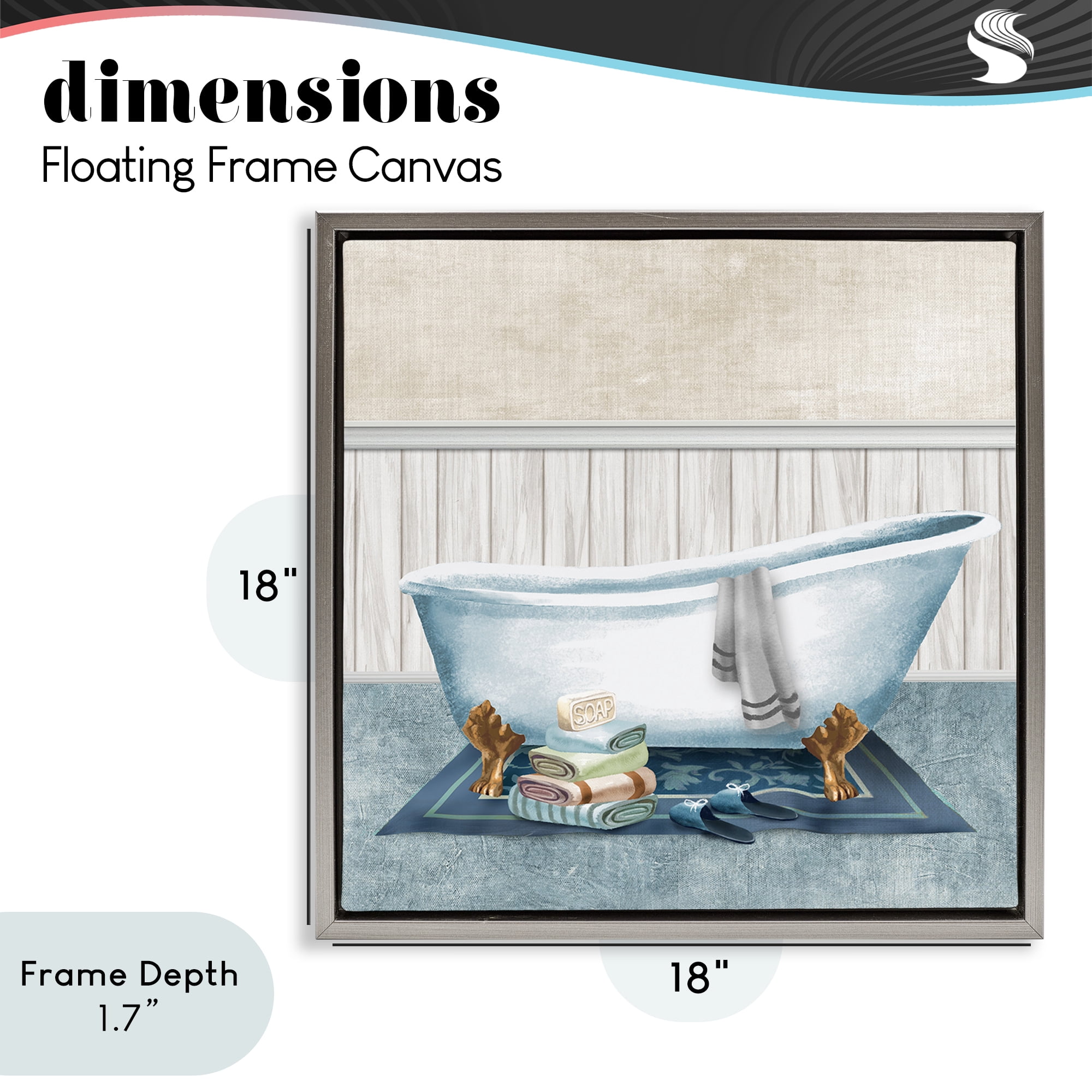 Stupell Industries Cozy Clawfoot Bathtub Spa Gray Framed Floater Canvas Wall Art, design by Conrad Knutsen