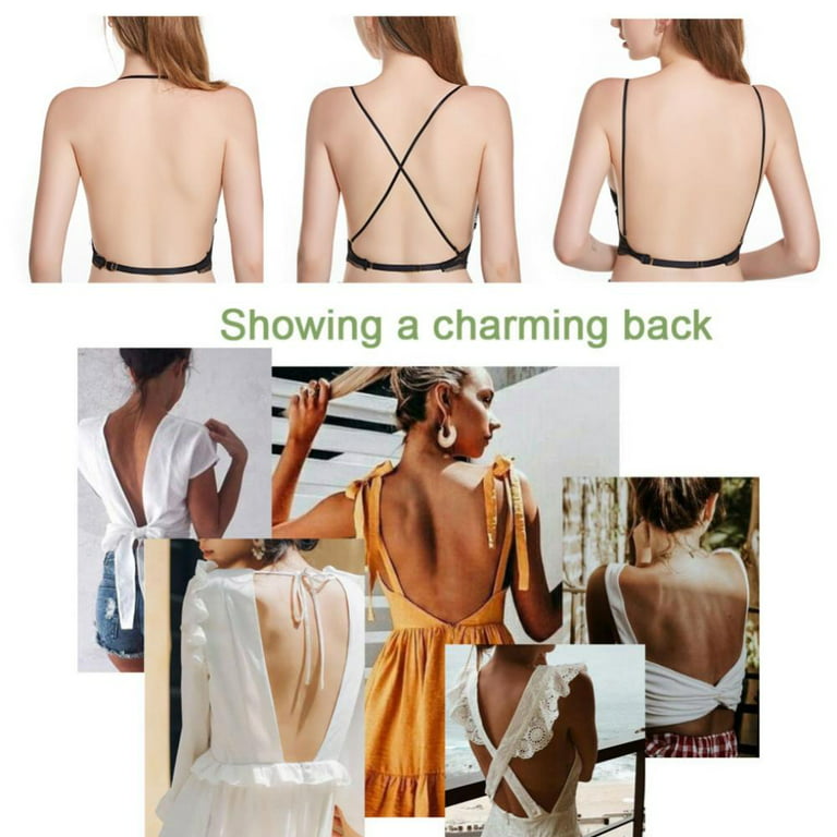 Sexy Backless Bra Wireless Bra, Deep V Low Back Halter Lingerie,with Thin  Strap Convertible Multiway, S-L