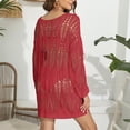 thumbnail image 6 of gakvbuo Summer Beach Cover Up Dress For Women Swimwear Bikini Bathing Suit Coverups Women's Sexy One Line Neckline Hollowed Out Woven Shirt Beach Bikini Cover Up, 6 of 7
