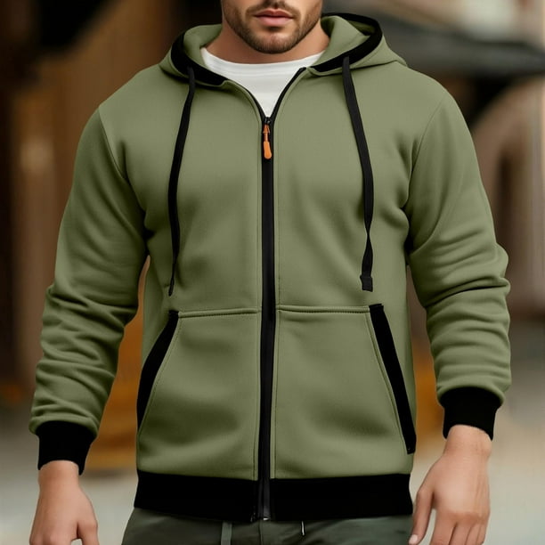 MHFRRA Sudadera con Capucha y Bolsillos para Hombre, Ligera, Informal, Cómoda, Estilo Urbano, Deportiva, con Capucha Verde