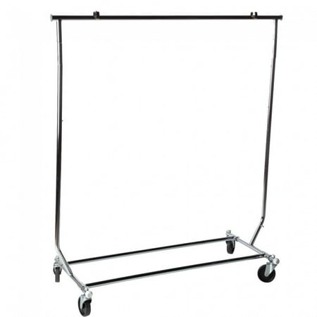 NAHANCO #RCS-1 Heavy Weight Chrome Single Bar Collapsible Rolling Clothes Rack ( Pack of 1)