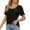 Black, variant on Kovlvoll Summer Tops for Women Eyelet Crew Neck Short Sleeve Shirts Loose Dressy Casual Blouse Top