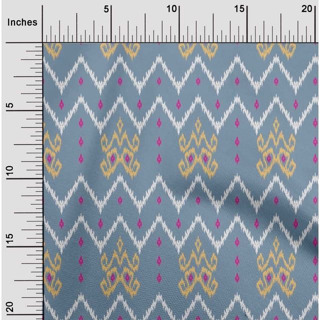 oneOone Georgette Viscose Fabric Paisley & Chevron Ikat Printed Craft Fabric BTY 42 Inch Wide