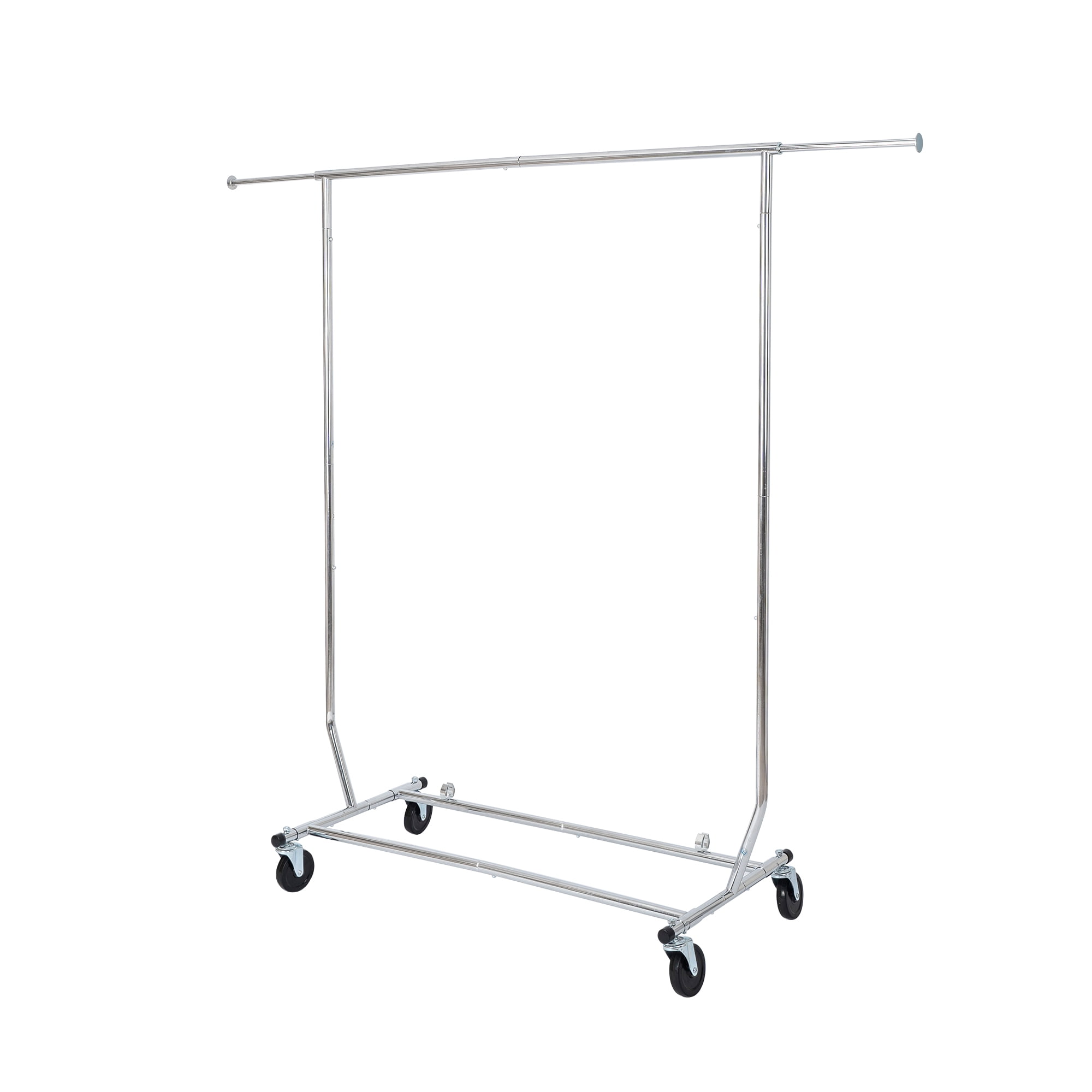 Mainstays Adjustable Rolling Garment Rack Metal Chrome White 84 121Wx44Dx123.5 163Hcm Walmart