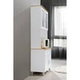 thumbnail image 4 of Hodedah Kitchen Cabinet with Top and Bottom Enclosed Cabinet Space in Beige Wood, 4 of 5
