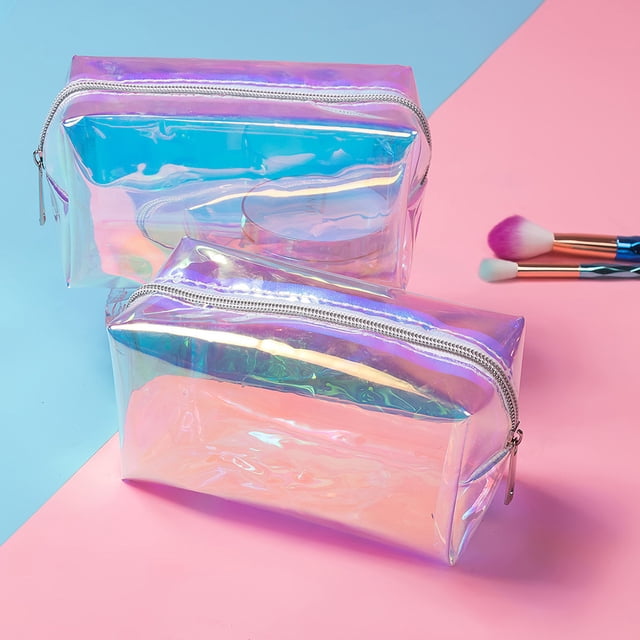 Bolsa de maquillaje BuyWeek holográfica organizador de cosméticos de viaje grande