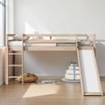 thumbnail image 2 of Tcbosik Twin Size Loft Bed, Wood Bed Frame with Slide, Ladder and Guardrail for Bedroom, No Box Spring Needed, Natural, 2 of 11