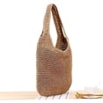thumbnail image 3 of Basket Bags One Shoulder Straw Bag Handwoven Raffia Bag Summer Beach Purse Women Weaving Purse Khaki 1pc (h-3), 3 of 5