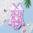 thumbnail image 4 of PatPat Girls Tankinis Fish Scale Graphic Crossover Straps Ruffled One Piece Bathing Suit Sizes 5-12, 4 of 6