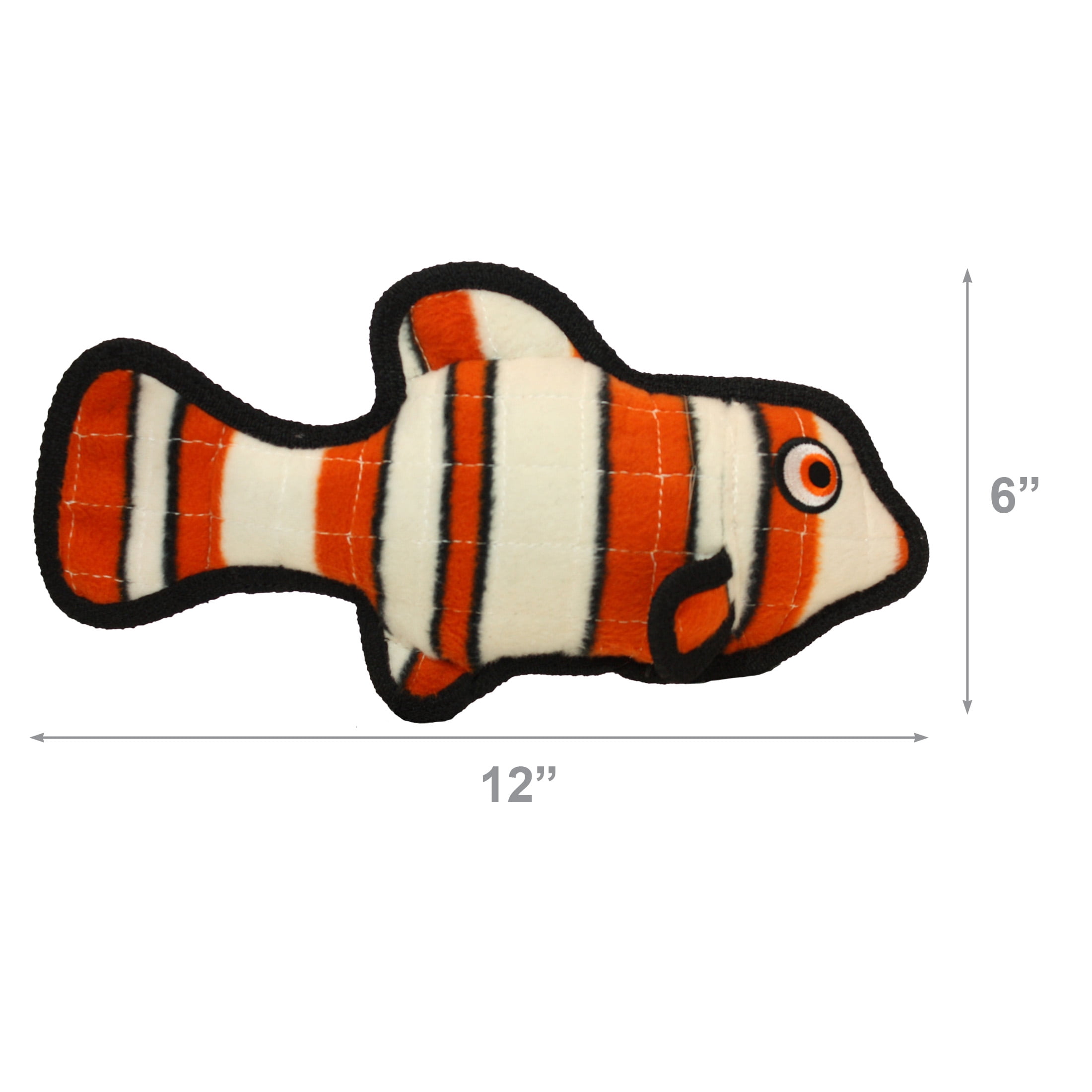 Tuffy Ocean Creature Fish Orange and Stingray Durable Plush Squeaky Dog Toy, 2 Pack