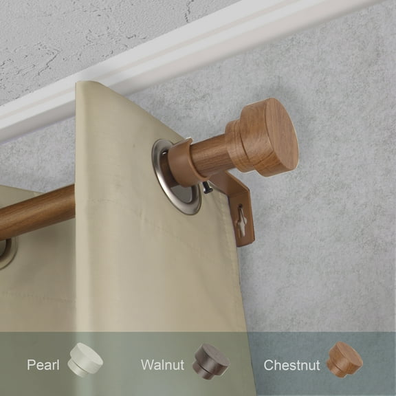 Domovina Jasmina 1" Faux Wood Curtain Rod-Color:Chestnut,Size:66-120"