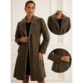 thumbnail image 2 of DARING DIVA Women's Faux Fur Collar Double Breasted Long Warm Coats Dark Brown S, 2 of 6