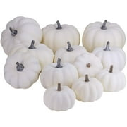 BEELADAN Halloween Decoration Artificial White Pumpkins Bulk Faux Harvest Pumpkins