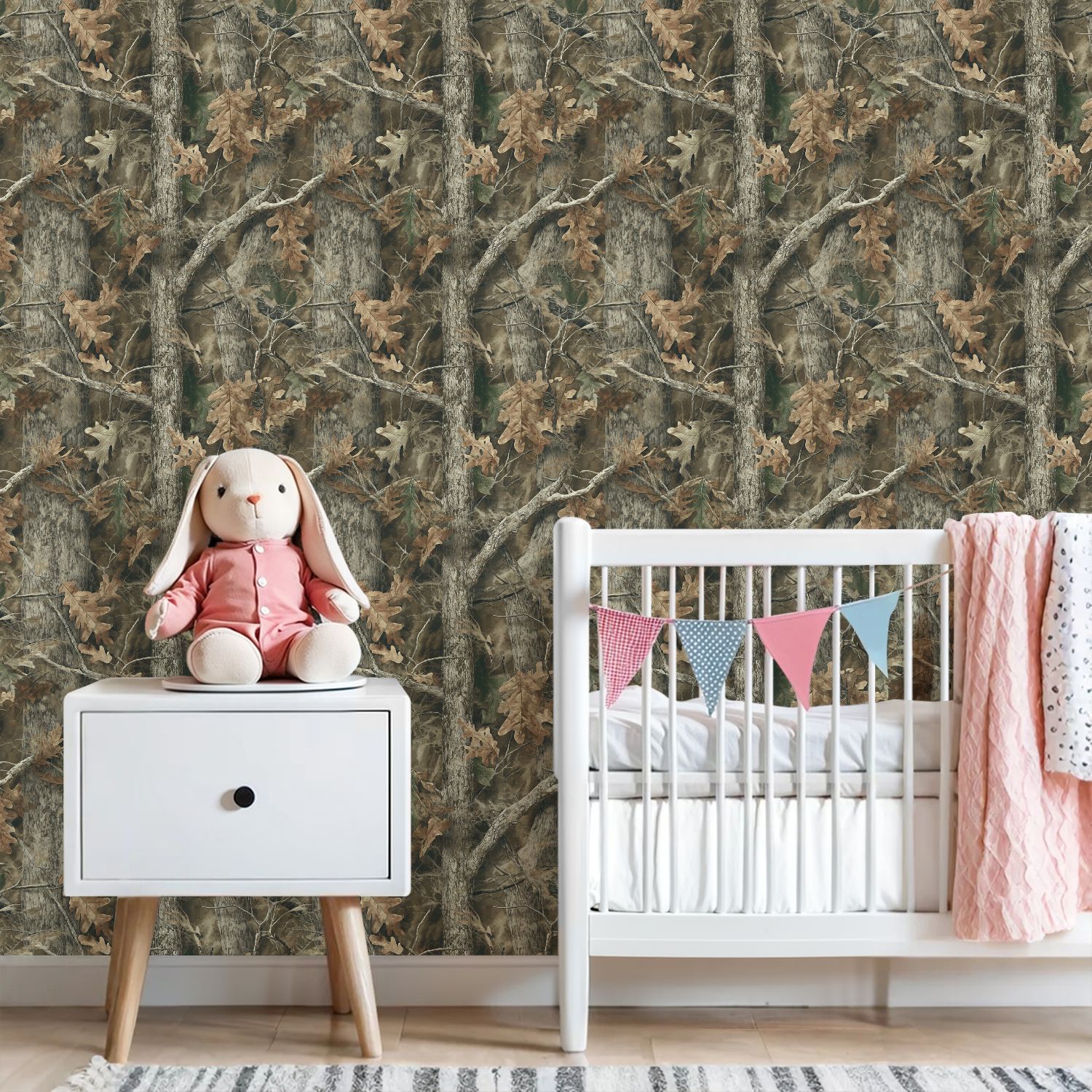 Peel and Stick Wallpaper 23.6in x 9.8ft Autumn Forest Camouflage Oak Leaves Tree Branches Contact Paper Vinyl Waterproof Self Adhesive Wall Paper for Shelf Cabinet Hunting Cabin