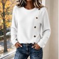 thumbnail image 6 of cocolona Womens Fall Sweater Plus Size Long Sleeve Decorative Buckle Crew Neck Sweaters, 6 of 7