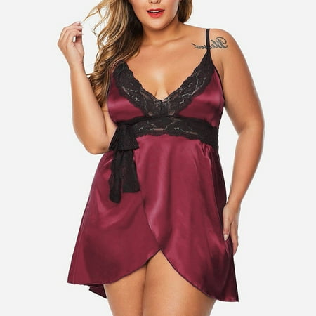 Women Babydoll Nightgown Pajama Dress For Women Red Lingerie For Women Satin Body Suits Women Babydoll Lingerie
