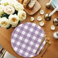 thumbnail image 2 of Purple Checkered Round Placemats Set of 8 for Dinning Tables,Heat-proof Braided Table Mats 15 Inch,Farmhouse White Buffalo Plaid Washable Place Mat for Kitchen Restaurant Party Decor Table Setting, 2 of 9