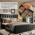 thumbnail image 5 of Eastvita Full/Queen/King Size Bed Frame 78" x 55.1", Upholstered Platform Bed Frame with 4 Storage Drawers, Diamond Stitched Headboard, Sturdy Wood Slats, No Box Spring Needed, 5 of 7