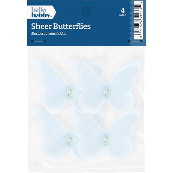 Hello Hobby Accessory Butterfly, Blue, 4 piece