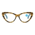 thumbnail image 3 of Women Retro Cat Eye Reading Glasses 4.00 Ladies Anti Blue Light Spring Hinge Brown Blue Tortoiseshell Readers +4.0, 3 of 7