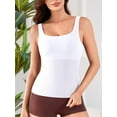 thumbnail image 3 of Sociala Womens Square Neck Tank Top with Built-in Bra Ribbed Seamless Camisole Slim Fitted Camis Shirts, 3 of 7