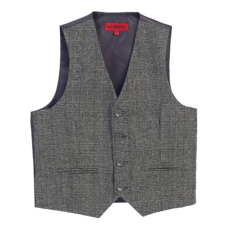 Gioberti Boy's Tweed Plaid Formal Suit Vest