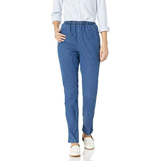 Chic Classic Collection Women's Stretch Elastic Waist Pull-On Pant, Mid  Shade Denim, 8P - Walmart.com