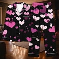 thumbnail image 4 of Jamicy Womens Sleepwear Valentine's Day Silky Pajamas Floral Print Satin Pajama Set Long Sleeve Button Up Soft Sleepwear Cute Pj Sets, 4 of 7