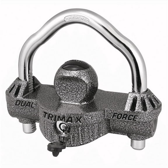 TRIMAX UMAX50 - Deluxe UNIVERSAL Dual-Purpose Trailer Coupler Lock w/ Integrated U-Lock Feature: 9/16″ Hardened Steel Shackle