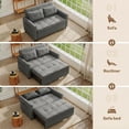 thumbnail image 6 of 71.7"L Sofa Bed, Lofka 3-in-1 Convertible Sofa Bed with Storage, 5-Level Adjustable Back - Sleeper Couches for Living Room, Dark Grey, 6 of 16