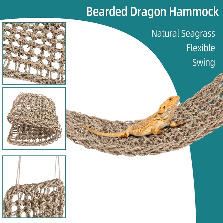 Bearded Dragon Tank Accessories Kit - Reptile Hammock, Vines, Plants & Terrarium Decor For Lizards, Snakes & Geckos