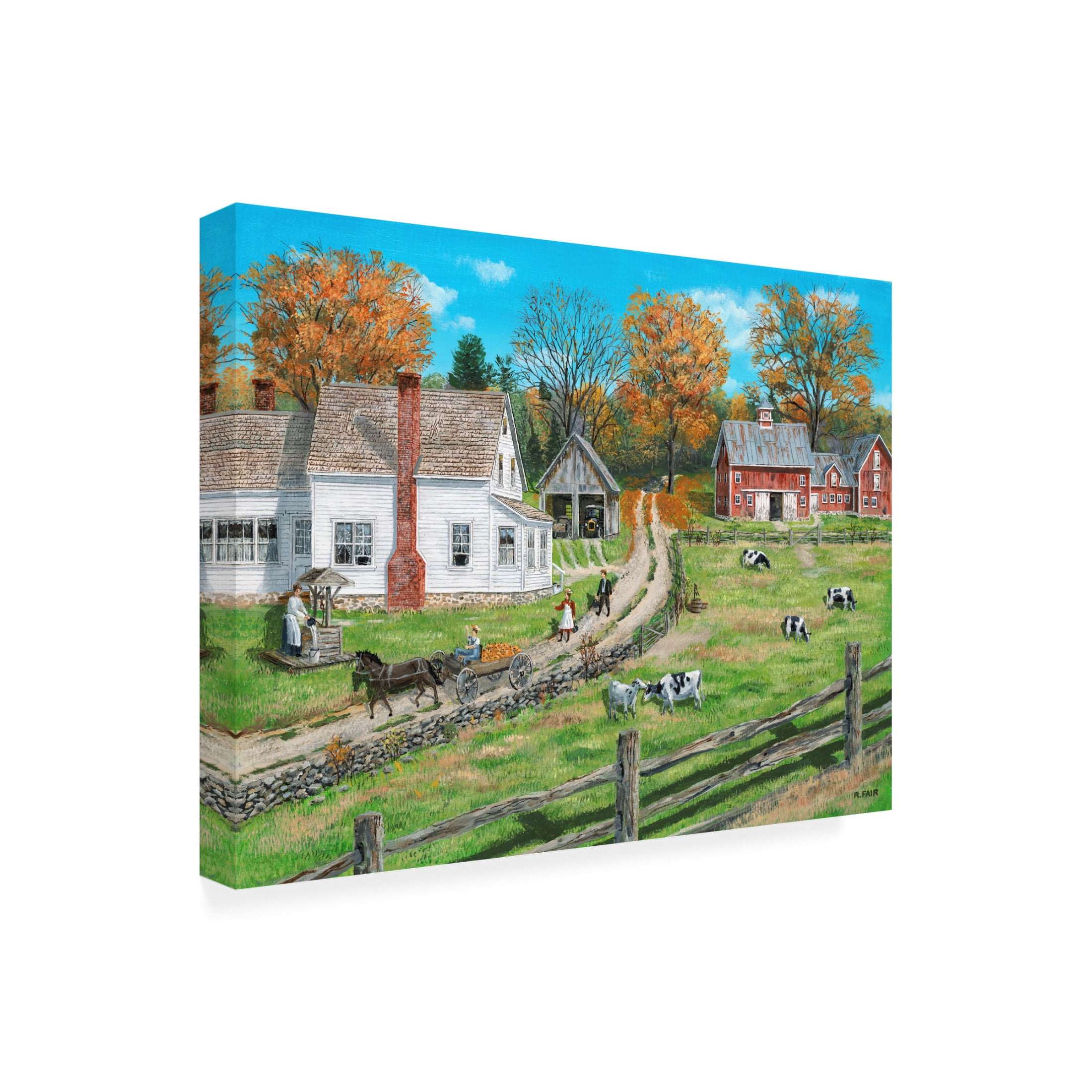 Canvas Wall Art - Bob Fair 'Split Rail Farm' Wall Art for Living Room, Bedroom, or Office Décor by Trademark Fine Art - 32 x 24 Inches