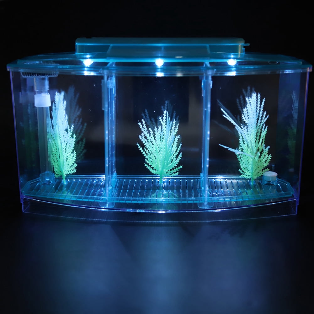 Tebru Fish Tank, Desktop Small Aquarium, For Betta With LED Light For Small Fishes With Water Change Valve