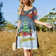 thumbnail image 4 of Vestido de manga corta con estampado de gaviotas, vestido de verano, vestidos de diario, estilo coreano, atuendo para festivales, vestido para mujer, 4 of 7