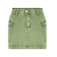 thumbnail image 5 of Woman High Waisted Trendy Slit Stretchy Denim Skirt with Shorts Casual Summer Skorts Skirts Green Xl, 5 of 7