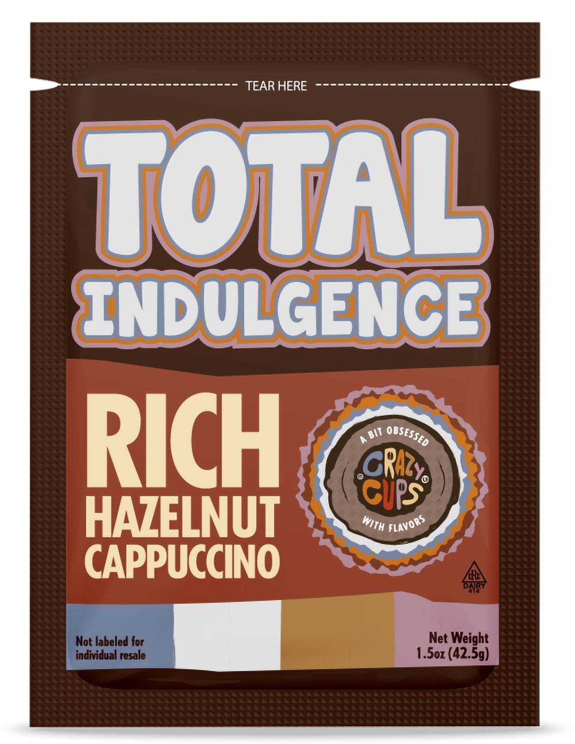 Total Indulgence Instant Cappuccino Mix, Rich Hazelnut Cappuccino Mix - 15 Instant Cappuccino Packets, 42 grams of Total Indulgence Cappuccino Powder Mix in each pouch