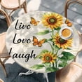 thumbnail image 3 of Live Love Laugh Round Fitted Table Cover Sunflower Butterfly Rustic Watercolor Floral Waterproof Table Cloth with Elastic Edge Wipeable Tablecloth for Picnic Camping Party Fits 36"-44" Diameter, 3 of 8