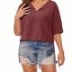 thumbnail image 5 of Tops Henley,Blusa informal de poliéster con cuello en V y mangas 3/4, talla grande, suave y cómoda para mujer, sopatenor, 5 of 9