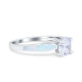 thumbnail image 2 of Simulated Cubic Zirconia Size-5 Halo Solitaire Accent Engagement Ring 925 Sterling Silver, 2 of 7