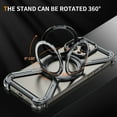 thumbnail image 4 of Frameless Magnetic Phone Case for iPhone 16 Pro Max,360°Rotatable Ring Kickstand,Compatible with Mag-Safe,Bezel Less Minimalist Shockproof Rugged Metal Bumper Borderless Phone Case,Gray, 4 of 8